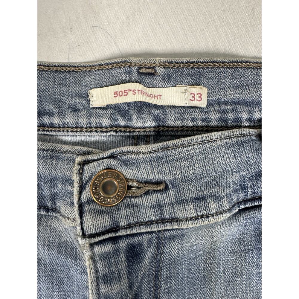 Levi’s 505 Straight Jeans Floral Embroidered Women’s Size 33 Light Wash - Picture 3 of 16